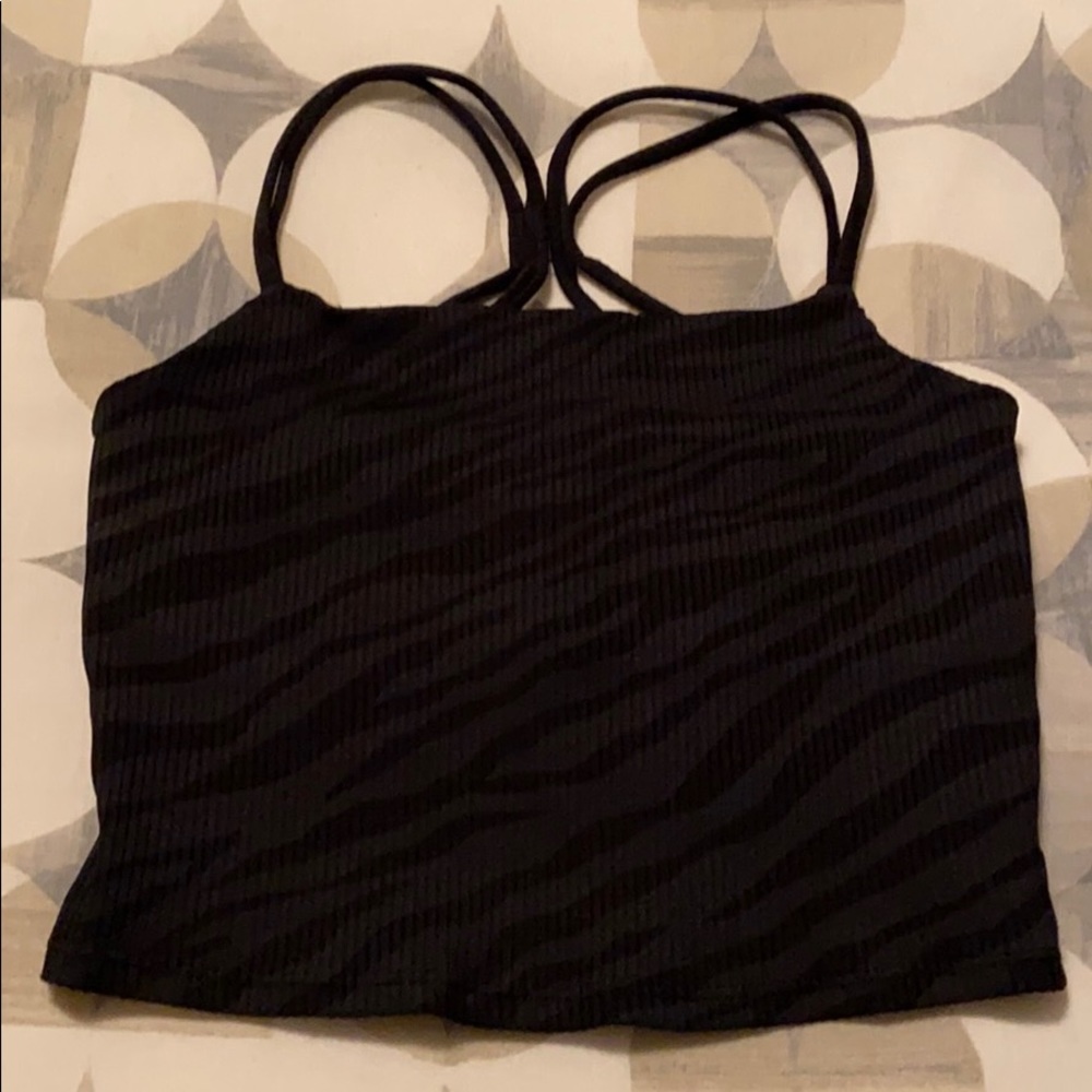 Black printed ribbed cami top